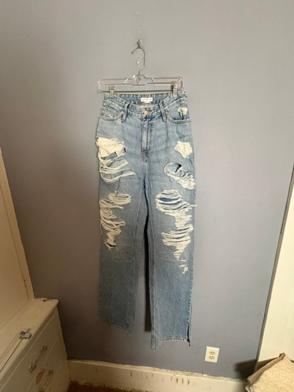 Good American Womens Khloe Shredded High Rise Distressed Jeans Size 4 27
